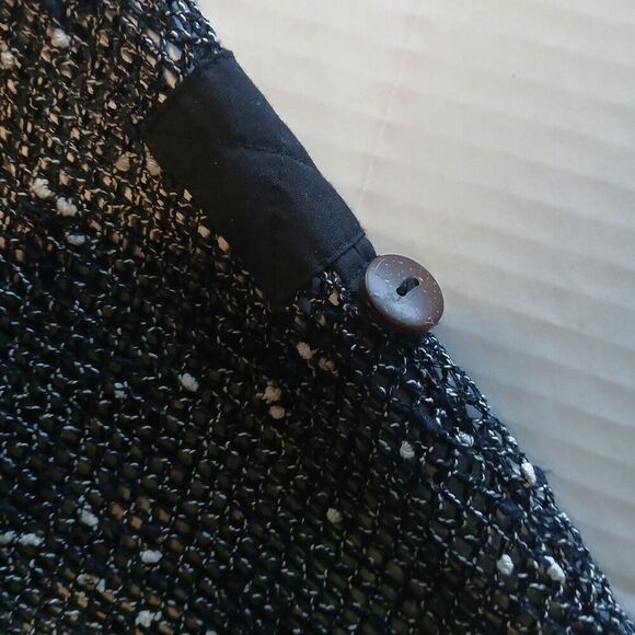 Keren Hart Jacket Topper Black See Through Crocket with Brown Artsy Buttons - Picture 6 of 6